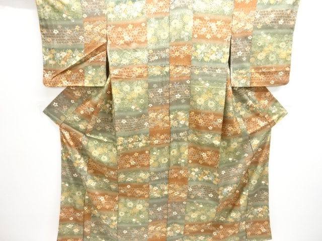 JAPANESE KIMONO / UNUSED KOMON / BASKET & FLOWER